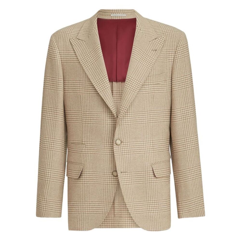 Brunello Cucinelli Men Cashmere Blend Checked Single-Breasted Blazer - Picture 1 of 6